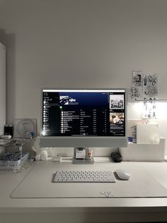 a desktop computer sitting on top of a white desk