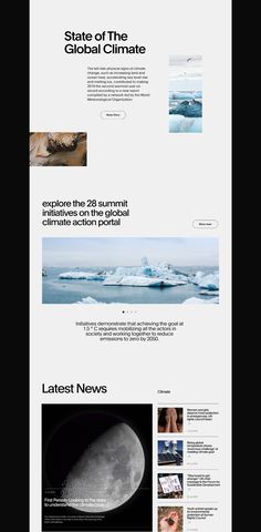 an image of some type of webpage that is designed to look like it has icebergs in the background