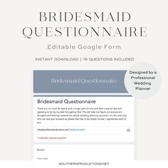 the bridesmaid question form is shown