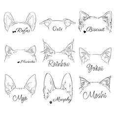 Ear outline DIGITALminimalist illustration printcustom pet tattoopet ears bundle for printpuppy earsdog ear linedog ear outline Dog Ear Outline Tattoo, Ear Outline Tattoo, Dog Ear Outline, Ear Outline, Nails 2023 Pedicure, Puppy Ears, 2023 Pedicure, Tier Tattoo, Vintage Cowgirl Art