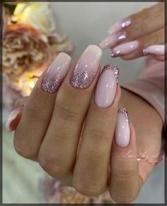 Valentine Nails, Ombre Nails Glitter, Shine Nails, Short Nail, Sparkle Nails, Classy Nails