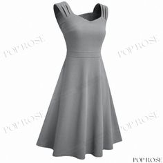 Elegant A-line Cocktail Dress - Solid Color with Large Skirt Large Skirt, A Line Cocktail Dress, Waist Circumference, Types Of Skirts, A Line Skirt, Types Of Collars, A Line Skirts, Types Of Sleeves, Cocktail Dress