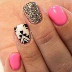 Jaisha Runolfson on Instagram: “Hot pink & Aztec!👏🏼 •Pink is @ezflownailsystems “Flamingo” •Sparkle is hand mixed! #ezflowtrugel #ezflowcccontest” Cuticle Care, Nail Design, Nail Ideas, Flamingo, Hot Pink, Nail Designs, Nail Art, Sparkle