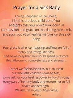 a prayer for a sick baby