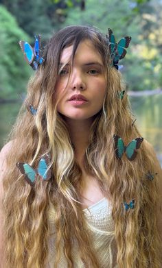 Butterfly Head Piece, Butterfly Crown Blue, Blue Butterfly Hair Accessories, Blue Morpho Butterfly Aesthetic, Halo Jewelry, Butterfly Crown, Unique Blue Butterfly-shaped Jewelry, Glow Stars, Blue Morpho Butterfly