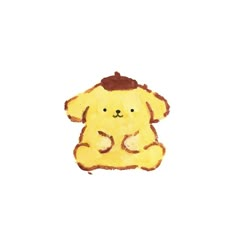 a drawing of a yellow teddy bear with a brown hat on it's head