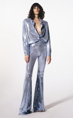 Colette Sequin Flared Pants By New Arrivals | Moda Operandi Glam Rock Outfits, Look Disco, Sequin Flare Pants, Disco Fashion, Sequin Shirt, Rock Outfits, Disco Outfit, Flared Pants, 70s Fashion