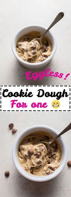 an eggless cookie dough in a bowl for one