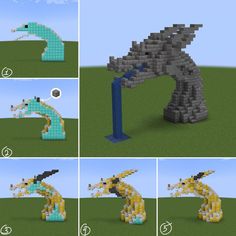 the instructions for how to make a dragon in minecraft with pictures and text below