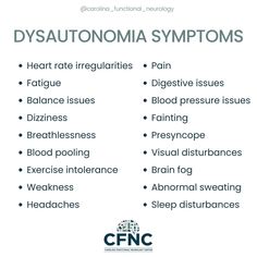 The autonomic nervous system regulates a very large portion of the body’s functions. When it’s not working properly, a variety of symptoms can be felt. Physical symptoms of dysautonomia (dysfunction or the autonomic nervous system) include heart rate and blood pressure irregularities, dizziness, fatigue, fainting, chronic pain, headaches, abnormal sweating, shakiness, breathlessness, nausea, vision issues, anxiety and more. Many people experience all of these symptoms, while others only hav... Autonomic Nervous System, Brain Fog, Neurology, I Need To Know, Migraine, Chronic Illness