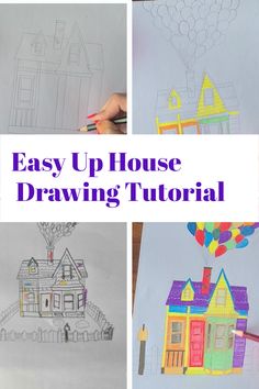 easy up house drawing for kids to learn how to draw houses with colored pencils