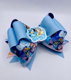 "Favorite kids show character stacked hair bow with alligator clip - PLEASE CHOOSE LIGHT BLUE OR PINK - 5\" hair bow These are handmade bows by me and made to order. FAST SHIPPING🎀 Happy bow ordering!!" Cute Hair Bows, Character Hair Bows, Hair Bows Diy Ribbon, Show Character, Character Hair, Stacked Hair Bow, Hair Bows For Girls, Blue Heelers, Kids Hair Bows