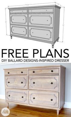 an image of a dresser with the text free plans