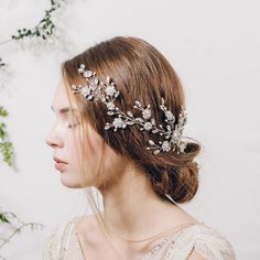 Large hair vine statement hair vine bridal hair vine Shoulder Hairstyles, Vine Headband, Silver Hair Vine, Floral Hair Vine, Wedding Hair Vine, Crystal Hair Vine, Hair Wreaths, Hair Adornments, Wedding Hair Flowers