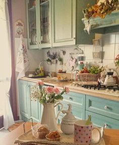 a kitchen filled with lots of counter top space