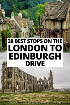 the best stops on the london to edinburgh drive with text overlay that reads 28 best stops on the london to edinburgh drive