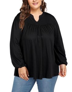 Plus Size Women's Casual Blouses - Black | Moon Wood Plus Size Tights, Casual Blouses, Trendy Outfit Ideas, Black Moon, Trendy Fall Outfits, Versatile Outfits, Women Tunic Tops, Plus Size Leggings, Plus Size Pants