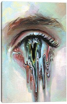 an artistic painting of a woman's eye with drips coming out of it