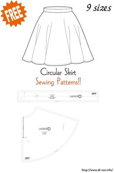 the circular skirt sewing pattern is shown