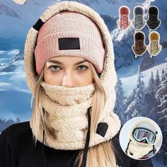 ⏰LAST DAY - HALF PRICE💥Hood Ski Mask - khaki Cycling Cap, Nordic Walking, Outdoor Cycling, Ski Mask, Mua Sắm, Polar Fleece, Neck Warmer, Black Knit, Keep Warm