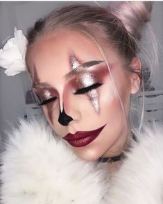 Glam Clown Makeup, Harlequin Makeup, Trucco Glam, Fete Emo, Maquillage Halloween Simple, Makeup Zombie