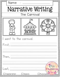 a worksheet for writing the carnival theme