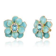 Blue Jewlery, Blue Gradation, Blue And White Earrings, Enamel Flowers, Floral Studs, Who You Love, Beautiful Goddess, Autumn Scenery, Flower Tops