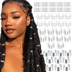 PRICES MAY VARY. Package Contains:40PCS silver braids cuffs you will receive.Enough quantity and 4 different style hair clips can satisfy your various decorative needs,not only for braids but also for ear decoration. Good Quality:These dreadlocks cuffs are made of high-quality alloy,which has good ductility and toughness,it is more durable than aluminum products,not easily broken and can be used repeatedly. Wide Usage:Our hair dreadlock jewelry are suitable for women and men to match their hairs Silver Braids, Hair Clips Silver, Jewelry For Braids, Braids Accessories, Ear Decoration, Hair Jewelry For Braids, Braid Cuffs, Braid Clips, Dreadlock Jewelry