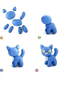 the instructions for how to make a blue cat plush toy with different shapes and sizes