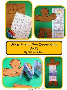 the gingerbread boy sequence is shown in four different pictures, including an open book