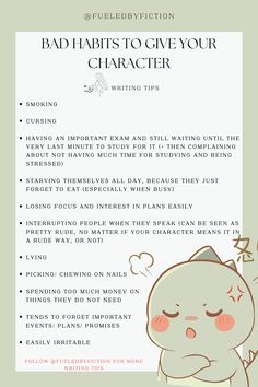 a cartoon character's handwritten guide to write an effective character for your character