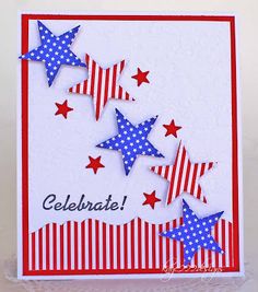 a patriotic card with red, white and blue stars