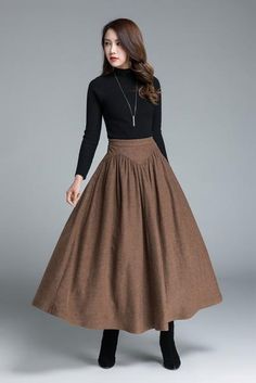 womnes skirts, maxi wool skirt for winter 1642 – xiaolizi 40s Mode, Skirts Winter, Long Wool Skirt, Warm Skirts, Designer Skirt, Skirt Winter, Skirt Diy, Skirt Wool, Retro Skirt