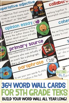 the 5th grade word wall cards are great for teaching