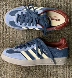 Spezials Adidas, Adidas Shoes Blue, Adidas Spezial Navy, Adidas Spezial Blue, Adidas Blue Sneakers For Streetwear, Retro Blue Adidas Sneakers, Fake Leather Jacket, Semi Formal Shoes, Pretty Shoes Sneakers