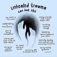 a poster with words describing the benefits of unhealed tramma can look like