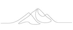 a single line drawing of two mountains with one mountain rising up from the other side