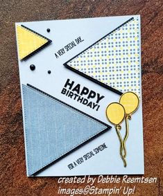 a close up of a birthday card with balloons