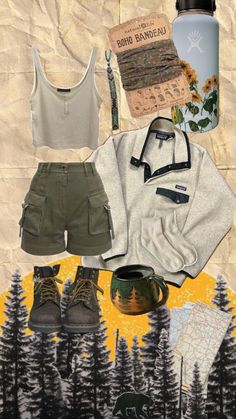 Summer Camp Outfits, Outdoorsy Outfits, Granola Girl Outfits, Granola Aesthetic, Granola Outfits, Hiking Fits, Mode Hippie