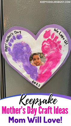 a mother's day craft idea for mom will love with her handprinted heart