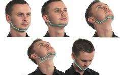 four different angles of a man's head with the same line on his neck