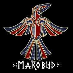 an image of a bird with the word maro bud on it's back