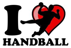 i love handball with the silhouette of a man kicking a ball in front of a heart