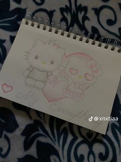 a drawing of a hello kitty holding a heart