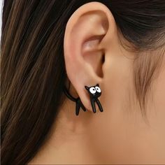 New Cat Earrings Perfect For Girls Or Women’s Small Black Cat, Cat Earring, Kitten Earrings, Black Cat Earrings, Funny Jewelry, Dinosaur Earrings, Cat Earrings Studs, Celtic Knots, Cute Black Cats