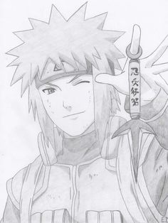 a pencil drawing of naruto from the anime