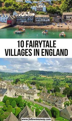 an aerial view of village in england with text overlay reading 10 fairytale villages in england