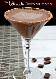 a chocolate martini garnished with graham crackers