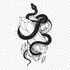 a black and white drawing of a snake