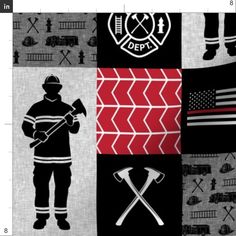 the fire department is depicted in this quilt